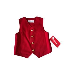 NWT -VINTAGE kids button up Wool blend Vest, Gold Buttons, Toddler, baby